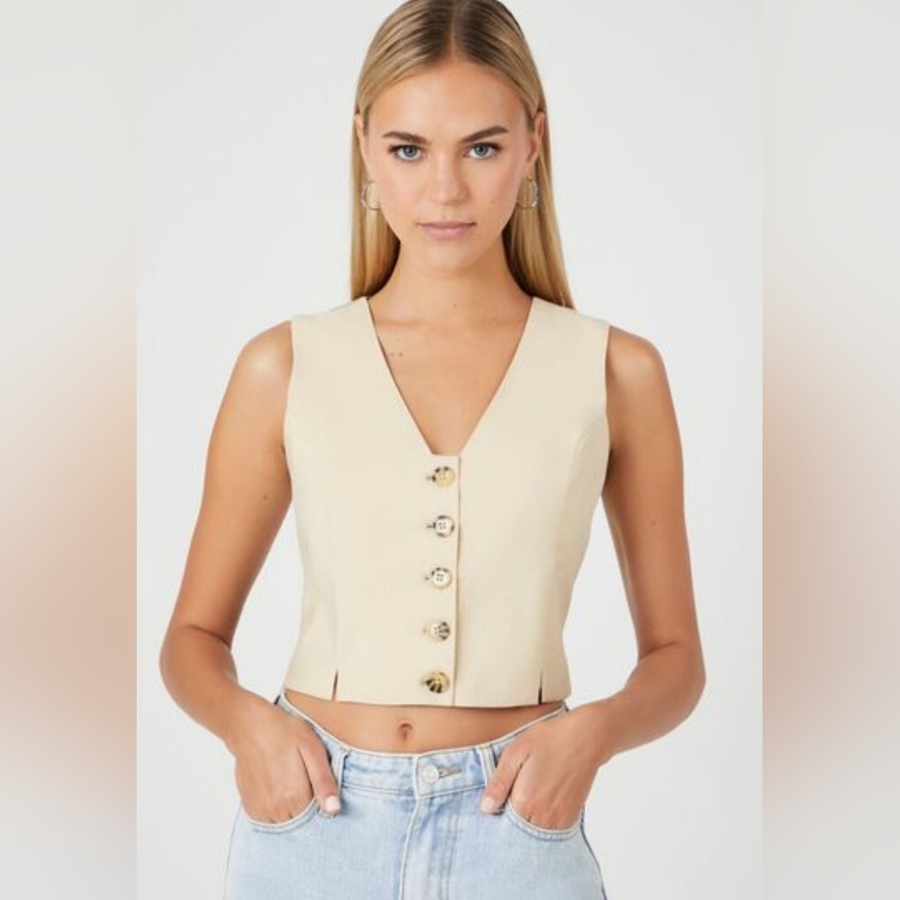 🆕️ Forever 21 V-Neck Cropped Vest Size L - Picture 6 of 6